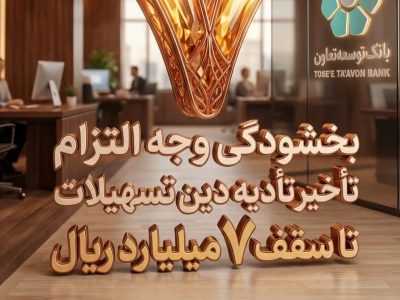 بخشودگی وجه التزام تسهیلات تا سقف 7 میلیارد ریال در بانک توسعه تعاون (ویژه شرایط جنگ رمضان)